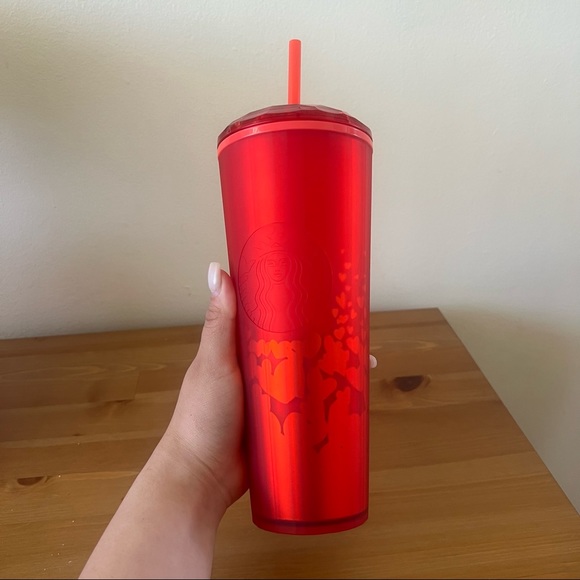 NWT Starbucks Red Heart Gradient Kaleidoscope Cold Cup 24oz w/ Dome Lid ✨ - Picture 5 of 6
